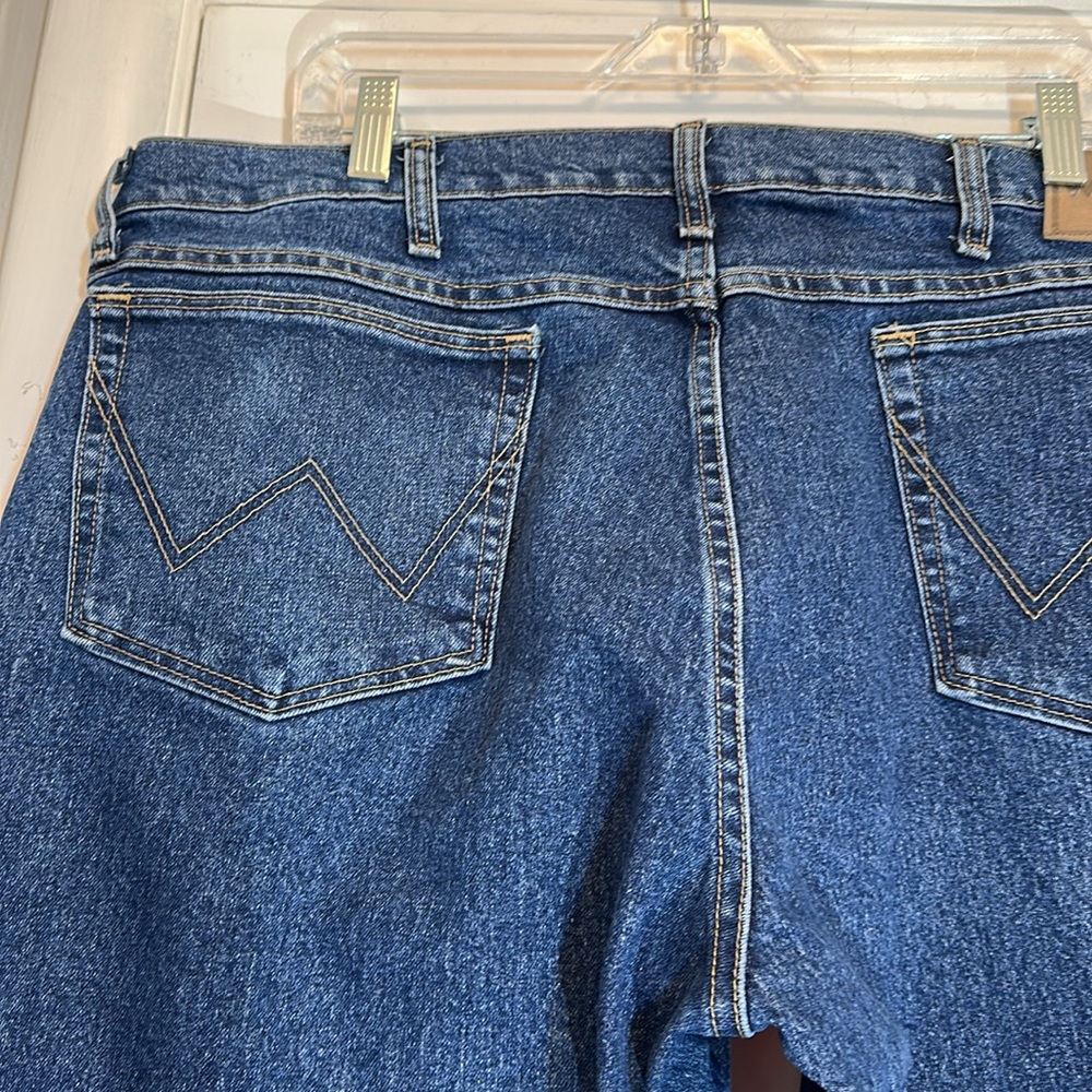 Wrangler Rugged Wear Cotton Stretch Flex Denim Blue Jeans 48x30 - Picture 8 of 11